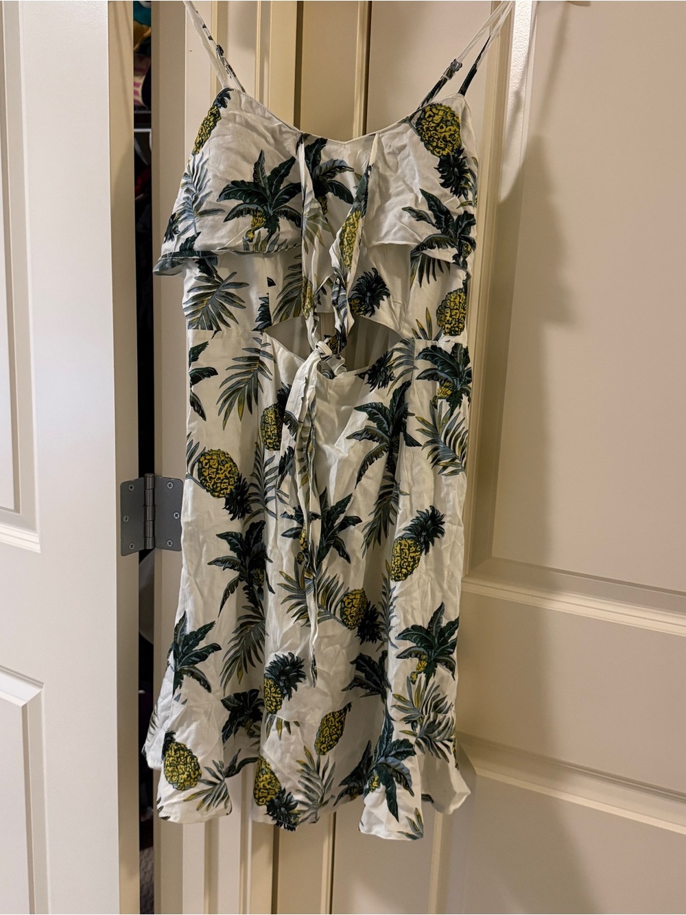 Japna White Pineapple Print Sundress with Green Palms